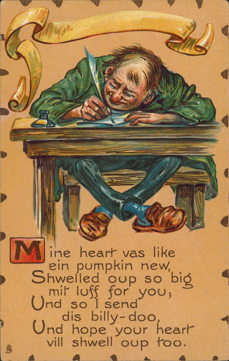 Mann schreibt ein Gedicht an seine Liebe von English School