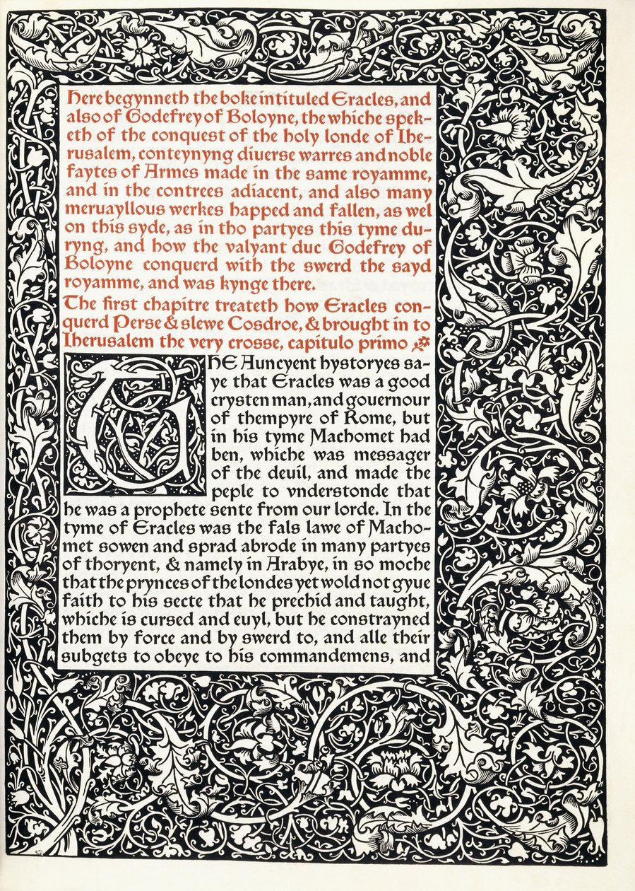 Manuskript mit historisierter Initiale "G" und ganzseitigem Rand, 1893 von English School