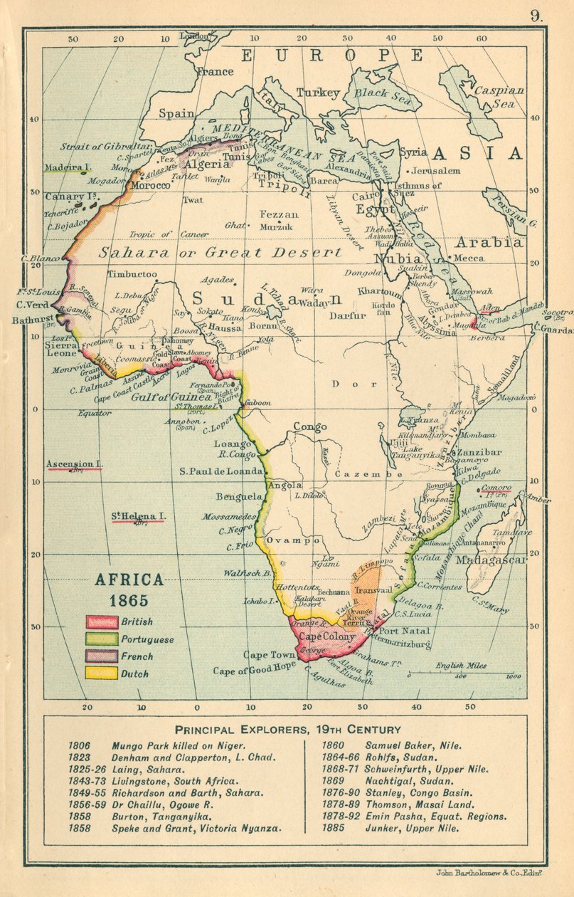 Karte: Afrika 1865 von English School
