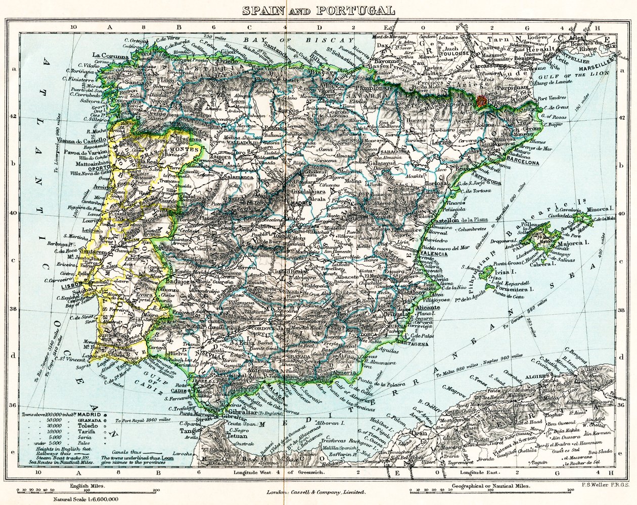 Karte von Spanien und Portugal aus Milner