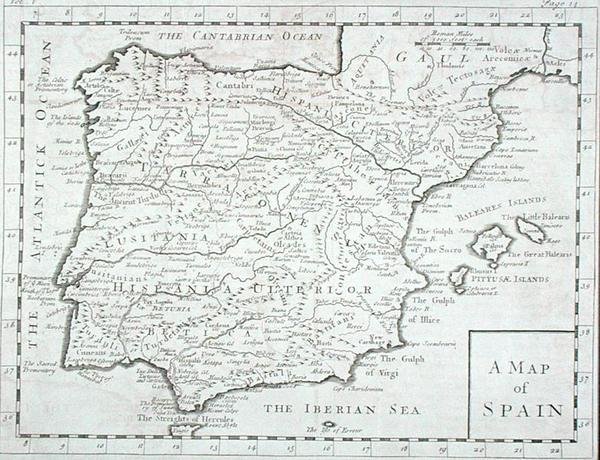 Karte von Spanien und Portugal, späte 18. Jahrhundert (Stich) von English School