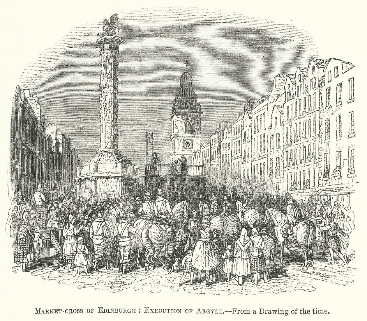 Marktkreuz von Edinburgh: Hinrichtung von Argyle (Gravur) von English School