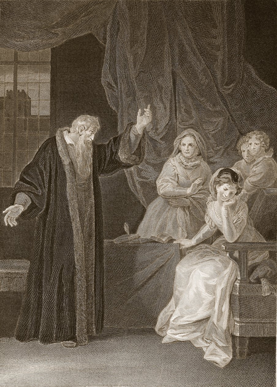 Maria Stuart wird von Knox getadelt, Illustration aus David Humes The History of England, veröffentlicht von R. Bowyer, London, 1812 von English School