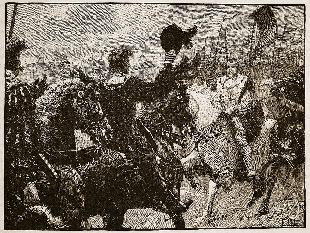 Treffen von Heinrich und Kaiser Maximilian, Illustration aus Cassells Illustrierter Geschichte Englands von English School