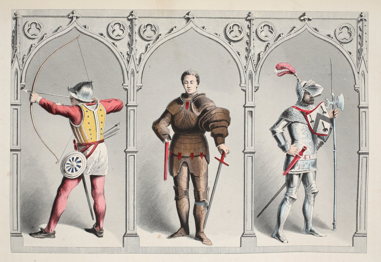 Militärische Kostüme in der Mitte des fünfzehnten Jahrhunderts von English School