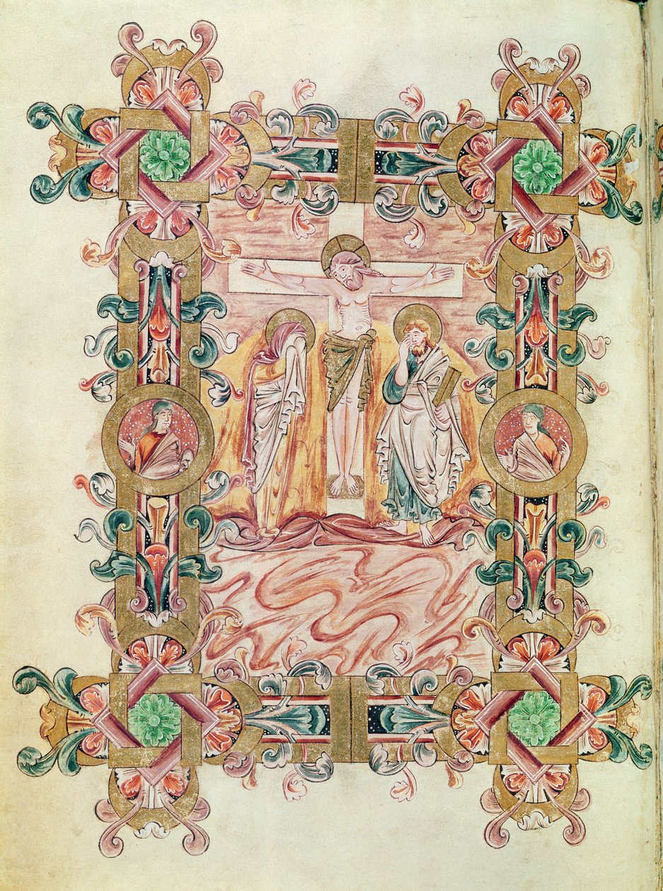 Ms 274 (Y-6) fol.71v Die Kreuzigung, aus dem Messbuch von Robert von Jumieges, ca. 1016 von English School