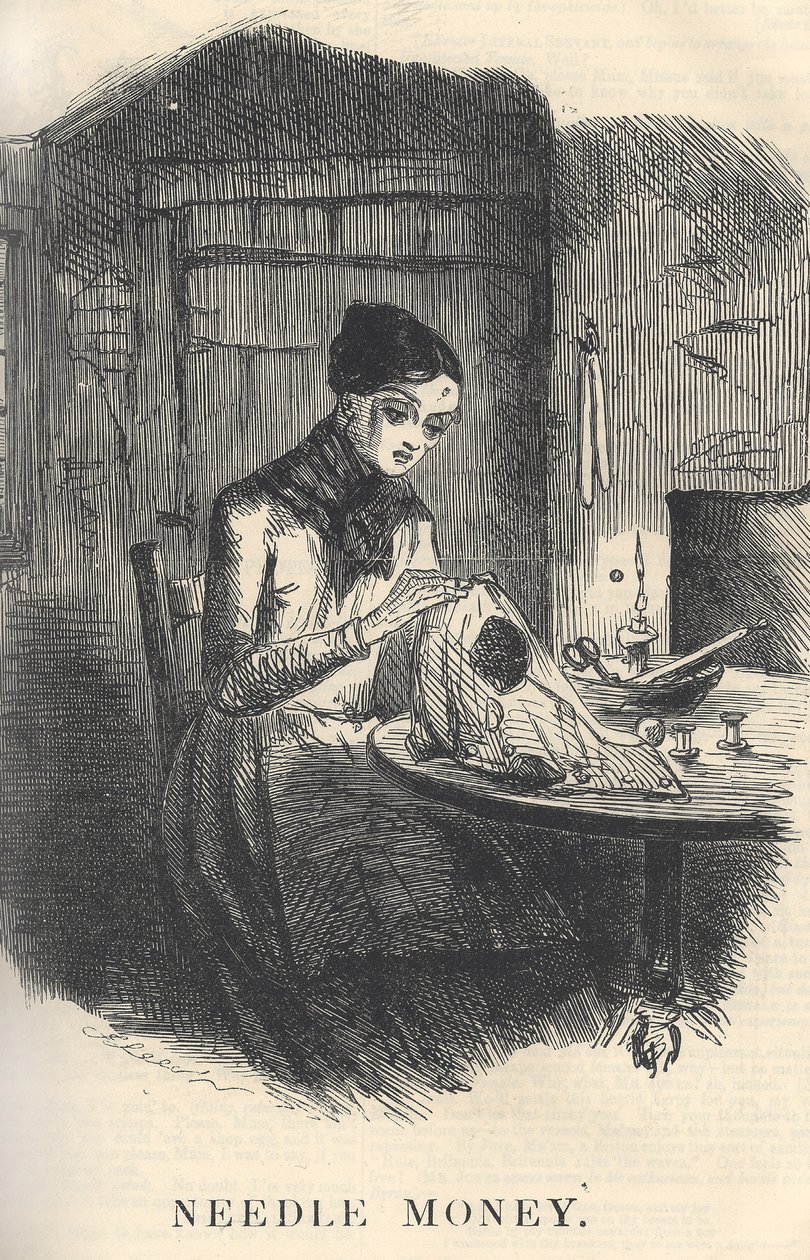 Nadelgeld, Illustration aus Punch Magazine, Dezember 1849 von English School
