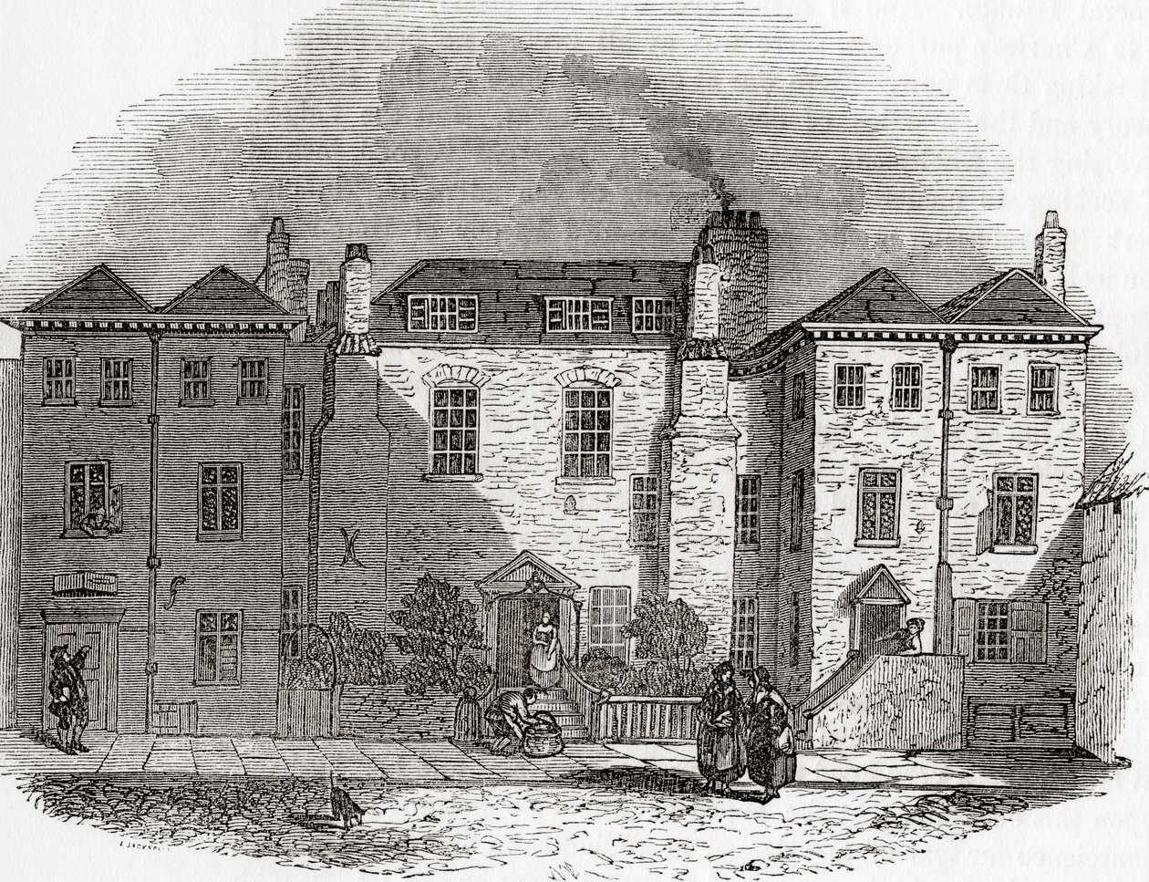 Oliver Cromwells Haus, Clerkenwell Close, London, England, aus Old England: A Pictorial Museum, veröffentlicht 1847 von English School