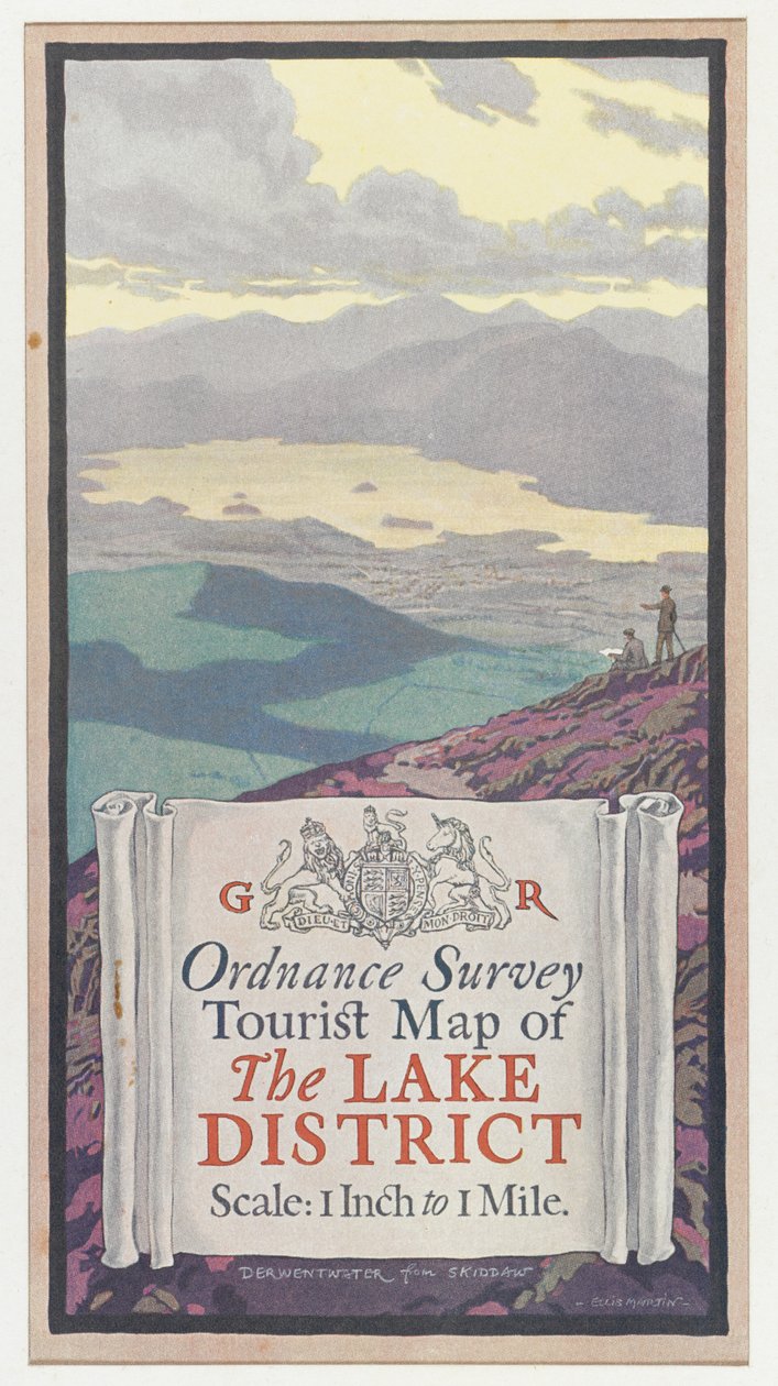 Ordnance Survey Touristenkarte des Lake District, ca. 1920 von English School