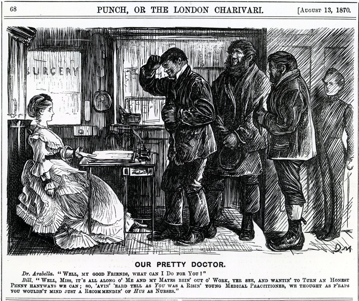 Unser hübscher Doktor, veröffentlicht in Punch Magazine, 1870 von English School