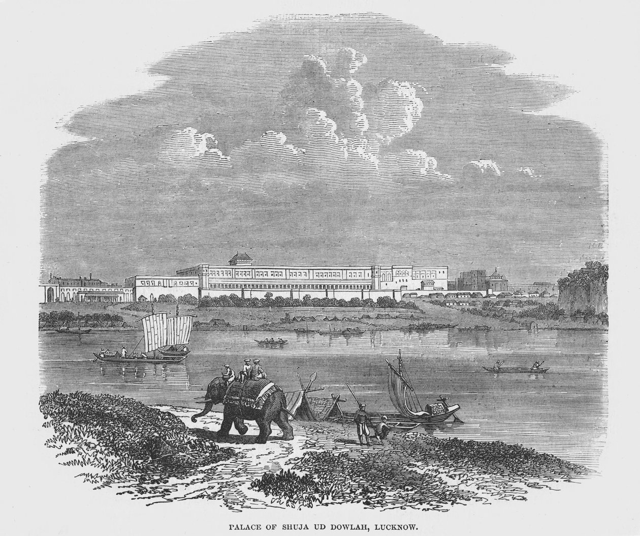 Palast von Shuja Ud Dowlah, Lucknow (Kupferstich) von English School