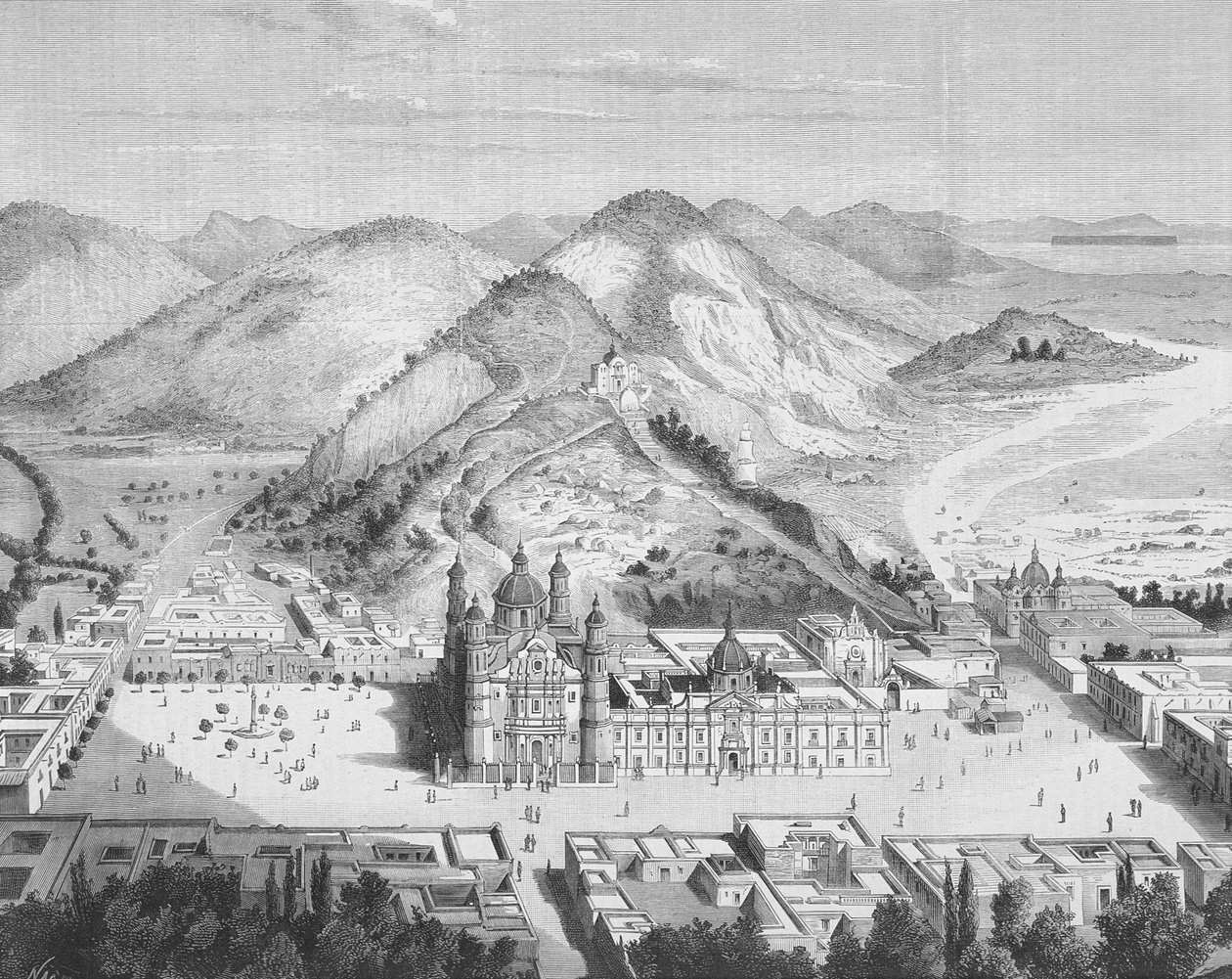 Panoramablick auf die Basilika de Guadalupe, Mexiko-Stadt 1880er Jahre von English School