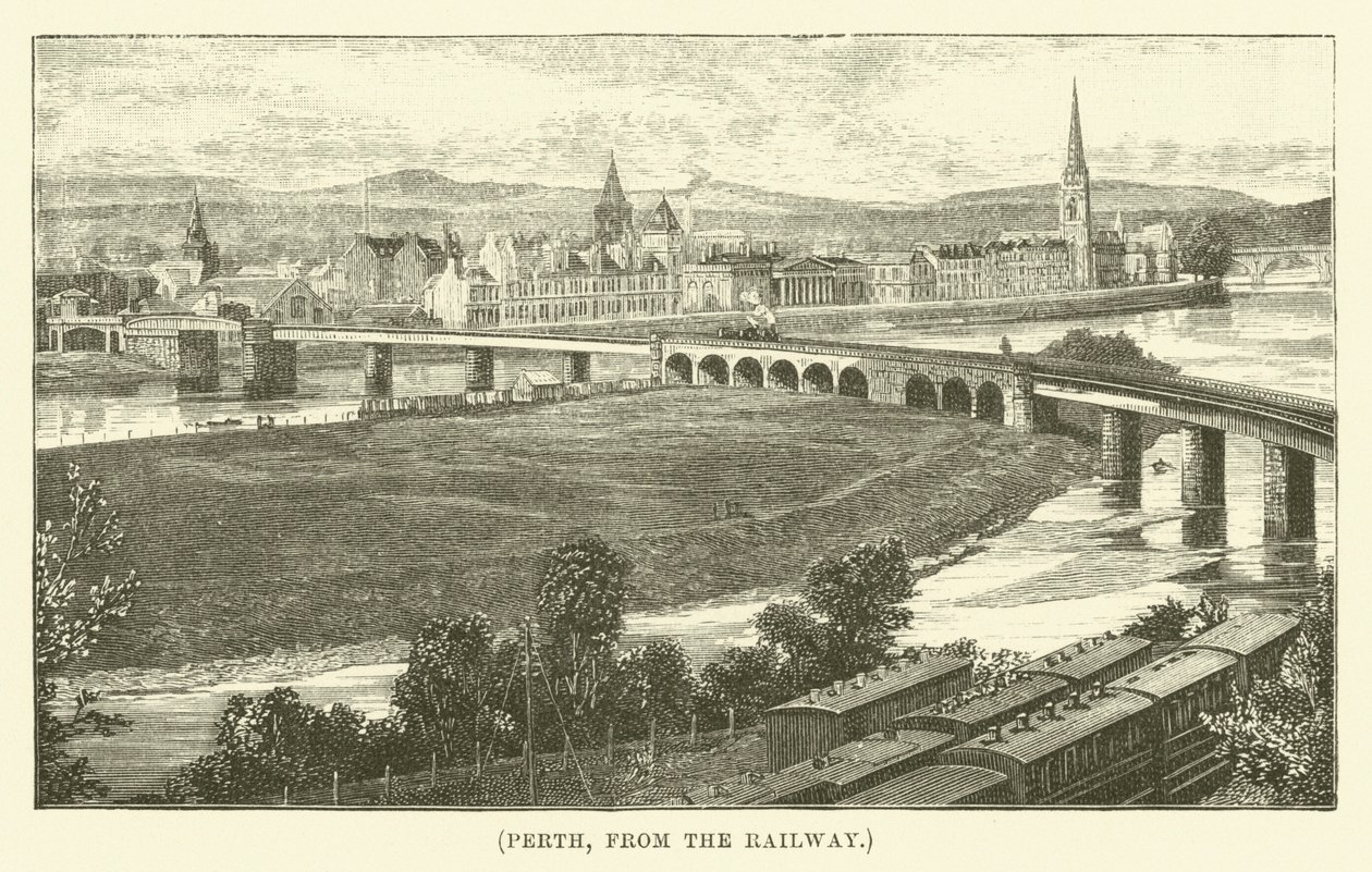Perth, von der Eisenbahn aus (Gravur) von English School