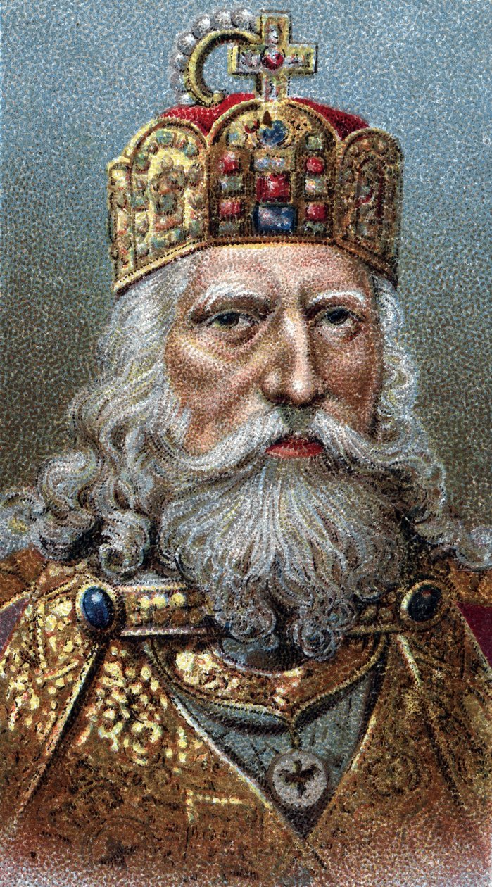 Porträt von Karl dem Großen (742-814), König der Franken - Aus der Serie „Leaders of Men“ von English School