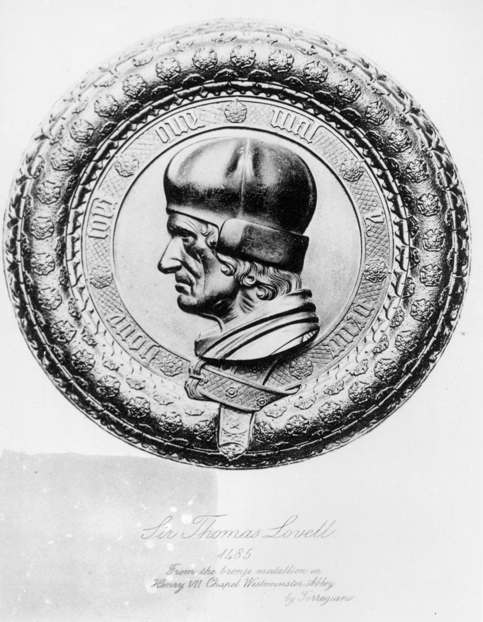 Porträt von Sir Thomas Lovell (gest. 1524) im Jahr 1485, vom Bronzemedaillon in der Henry VII Kapelle Westminster Abbey von Torregiano von English School