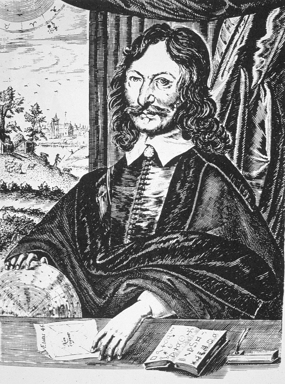 Porträt von William Lilly (1602-81), aus seiner Christian Astrology, London 1647, illustriert in Geschichte der Magie, veröffentlicht im späten 19. Jahrhundert von English School