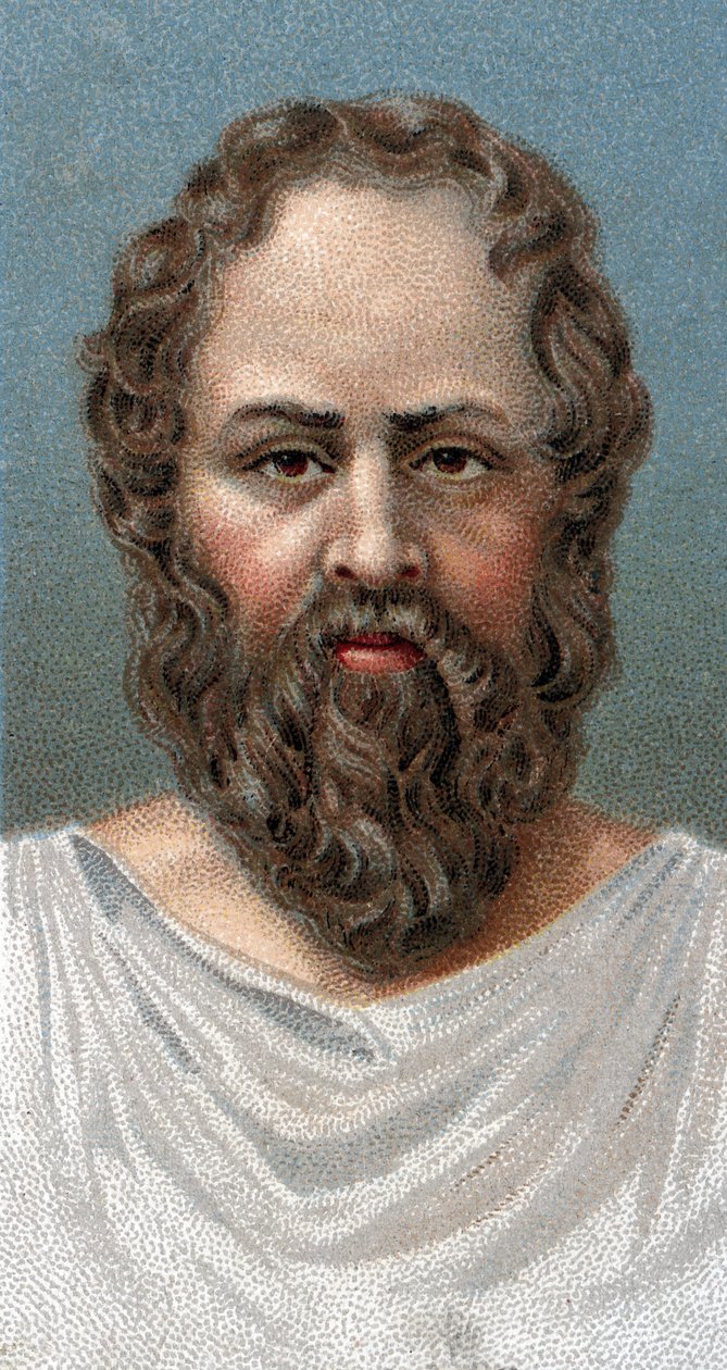 Porträt des griechischen Philosophen Sokrates (469-399 v. Chr.) - Aus der Serie „Leaders of Men“ von English School