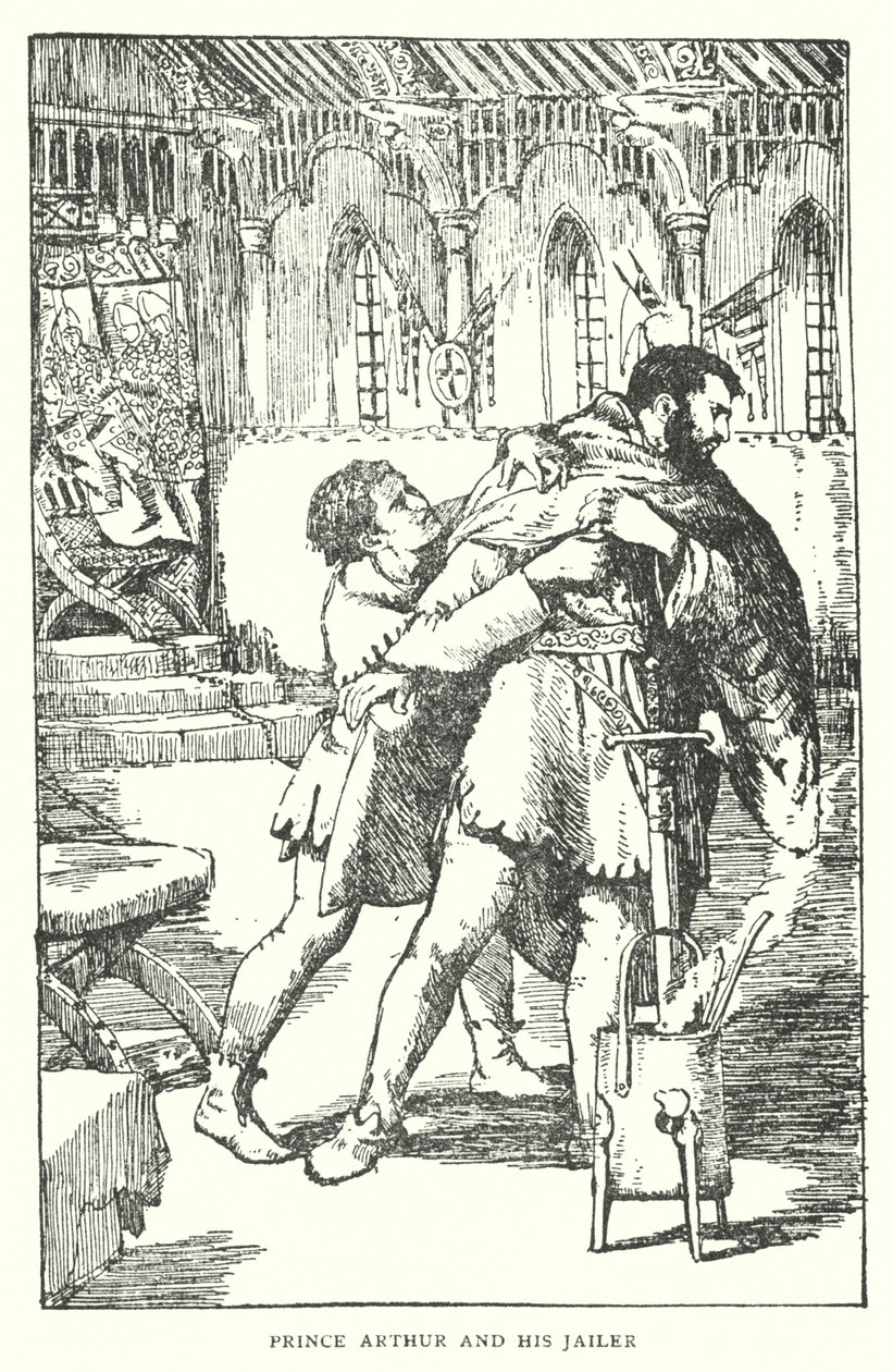 Prinz Arthur und sein Gefängniswärter (Lithografie) von English School