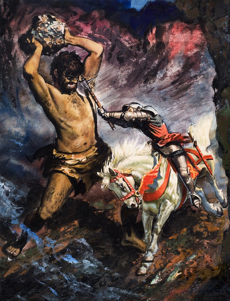 Prinz Arthur tötet den Riesen, Illustration aus 