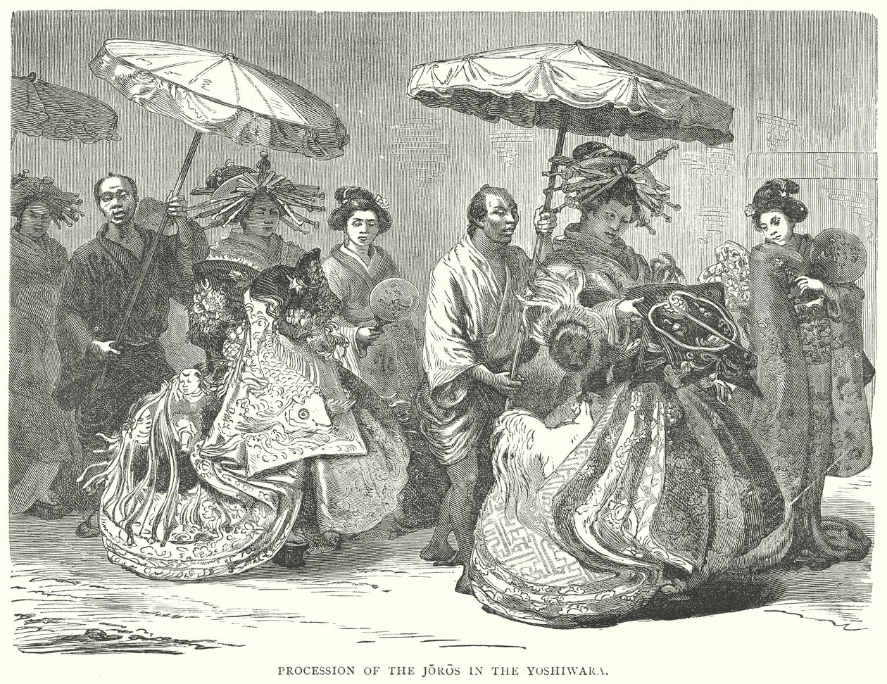 Prozession der Joros in Yoshiwara von English School