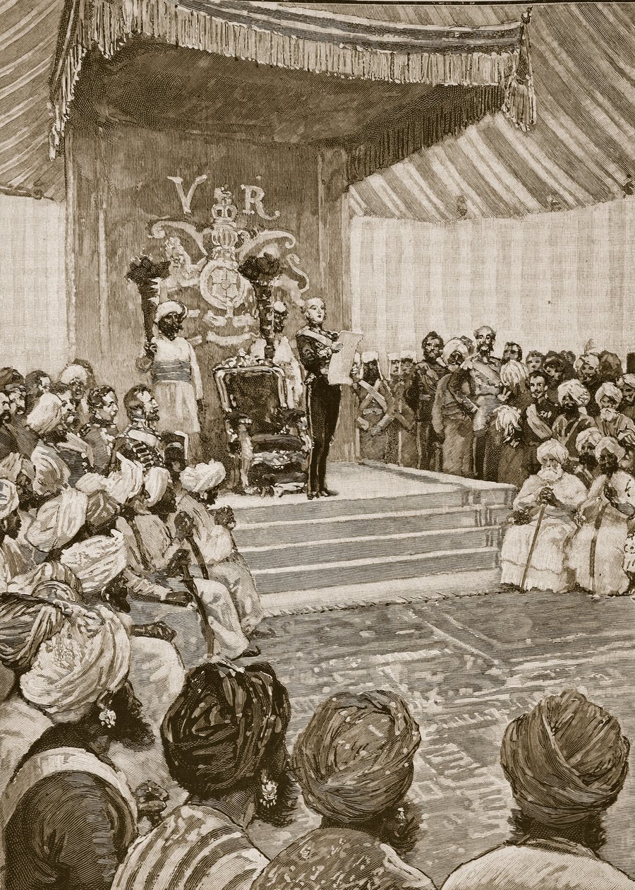 Proklamation der Königin zur Kaiserin von Indien im Jahr 1877, Illustration aus Cassells Illustrated History of England von English School