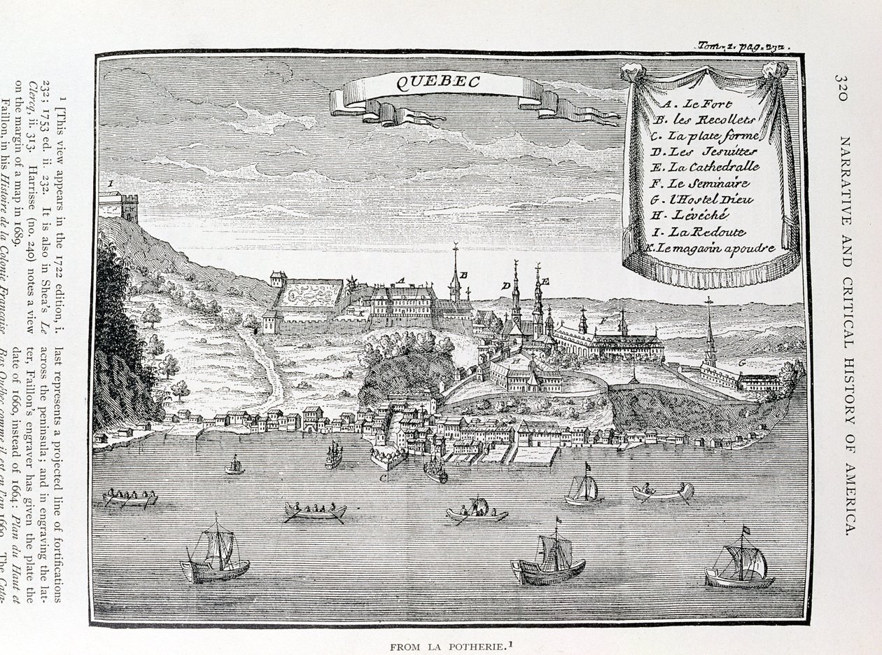 Quebec, nach La Potherie, Illustration aus Band IV von 
