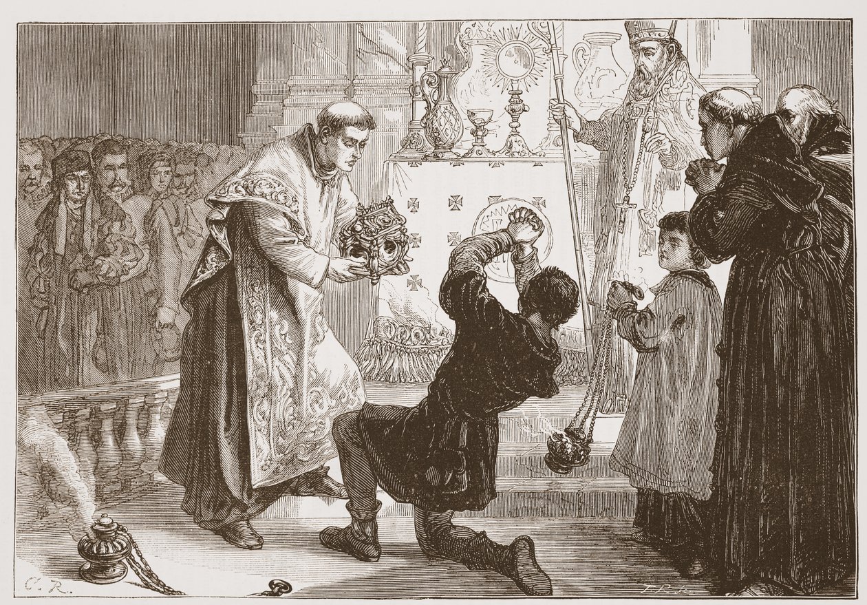 Radziwills Wunder: Heilung eines falschen Besessenen, Illustration aus The History of Protestantism von James Aitken Wylie, veröffentlicht 1878 von English School