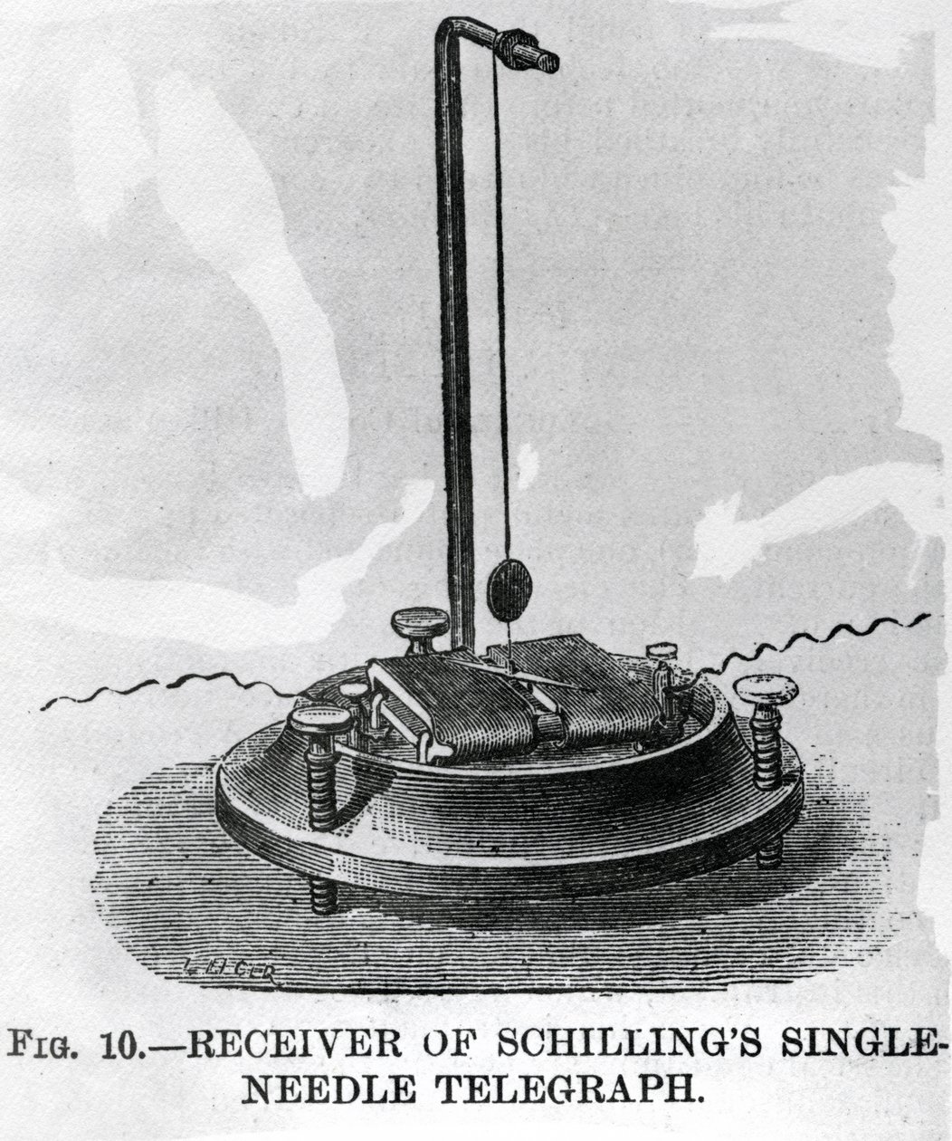 Empfänger von Schillings Einzelnadeltelegraf (Stich) von English School