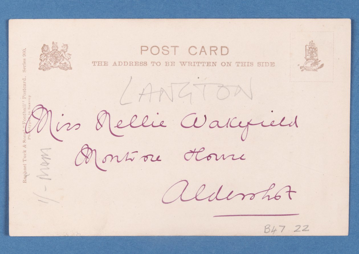 Rückseite der Postkarte Berühmte Fußballspieler - C.B. Fry von English School