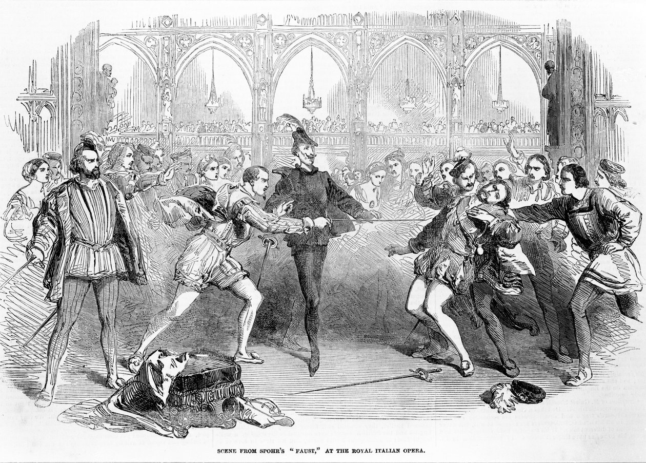 Szene aus Spohrs Faust an der Royal Italian Opera, 1852 von English School