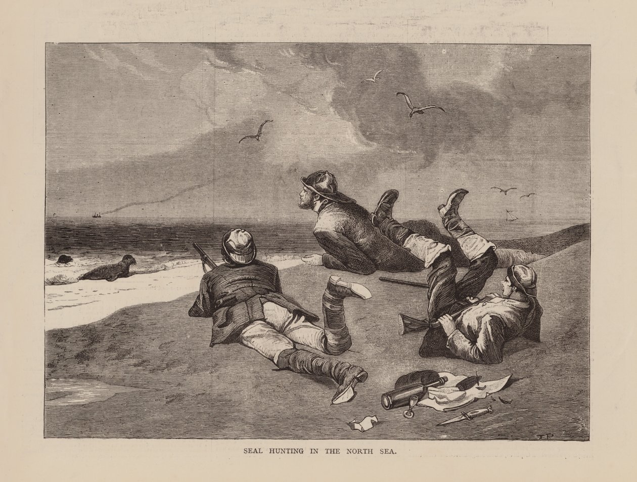 Robbenjagd in der Nordsee von English School