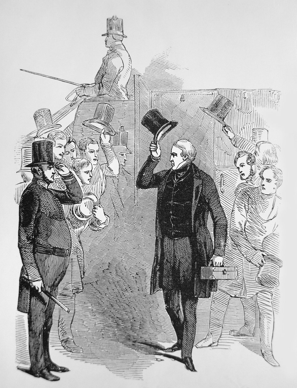 Sir Robert Peel kommt im House of Commons an, begrüßt von einem 