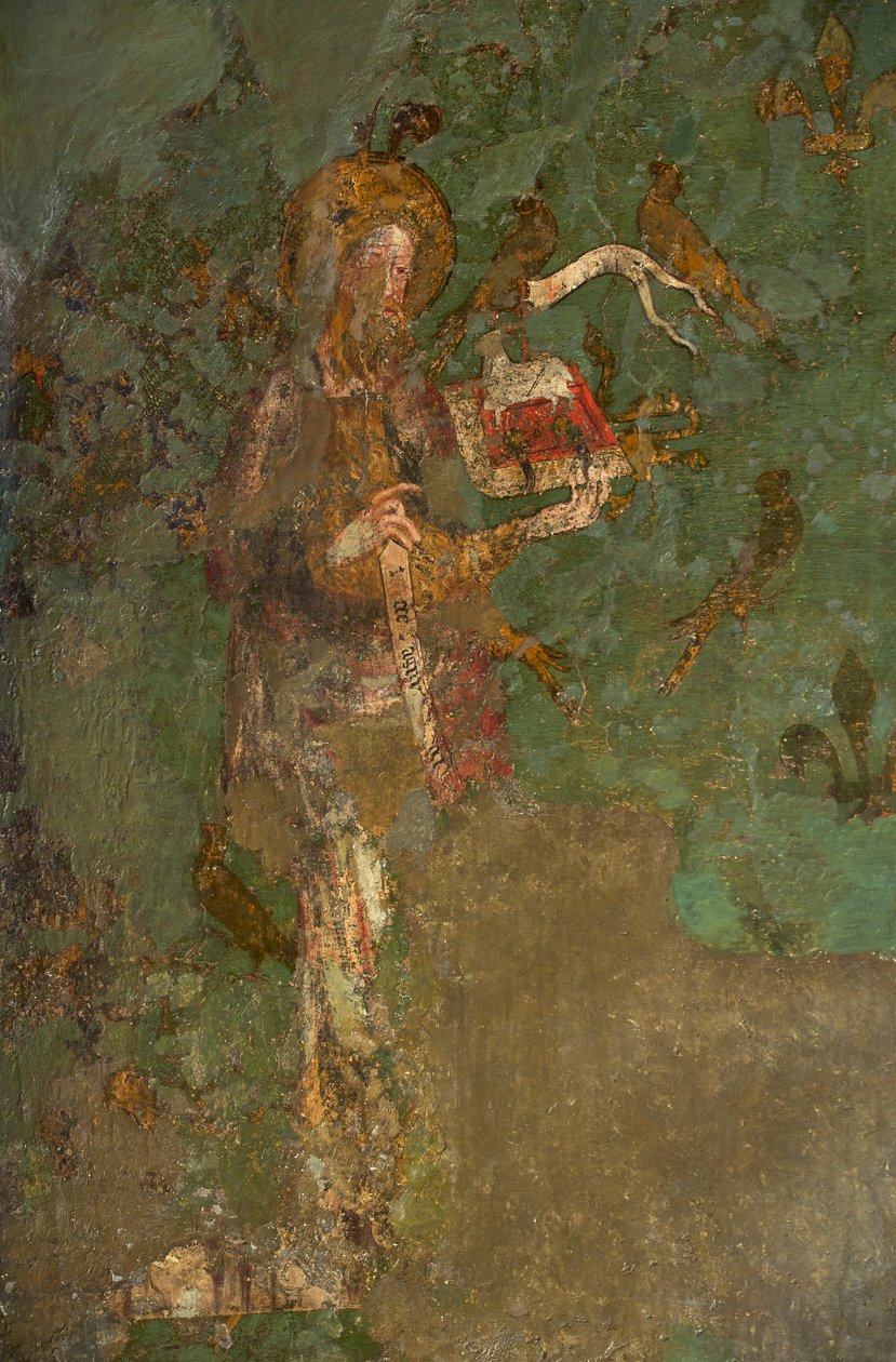 Johannes der Täufer (Detail des Wandgemäldes im Byward Tower) von English School