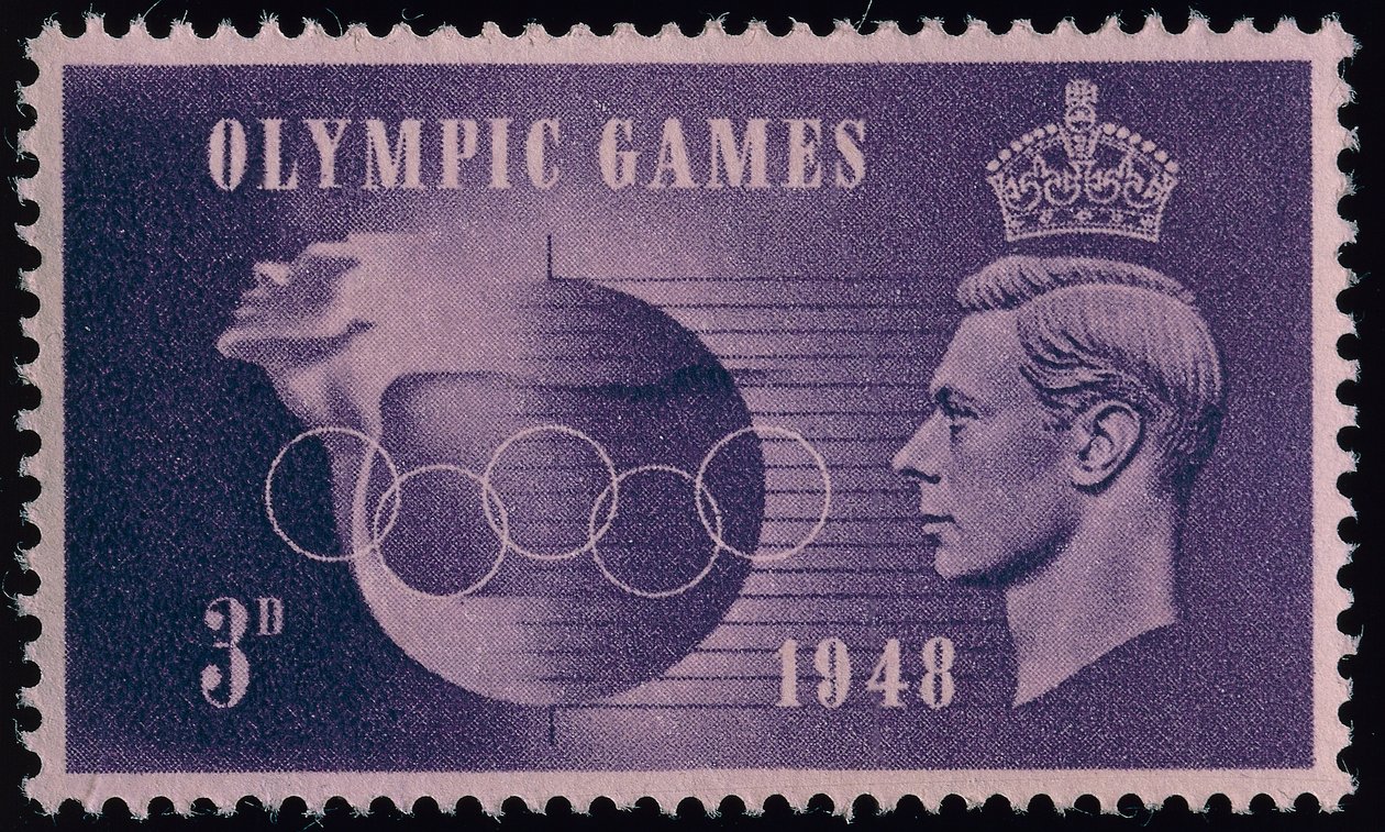 Briefmarke zur Erinnerung an die Olympischen Spiele 1948 in London von English School