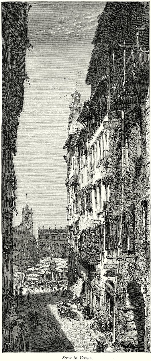 Straße in Verona (Gravur) von English School