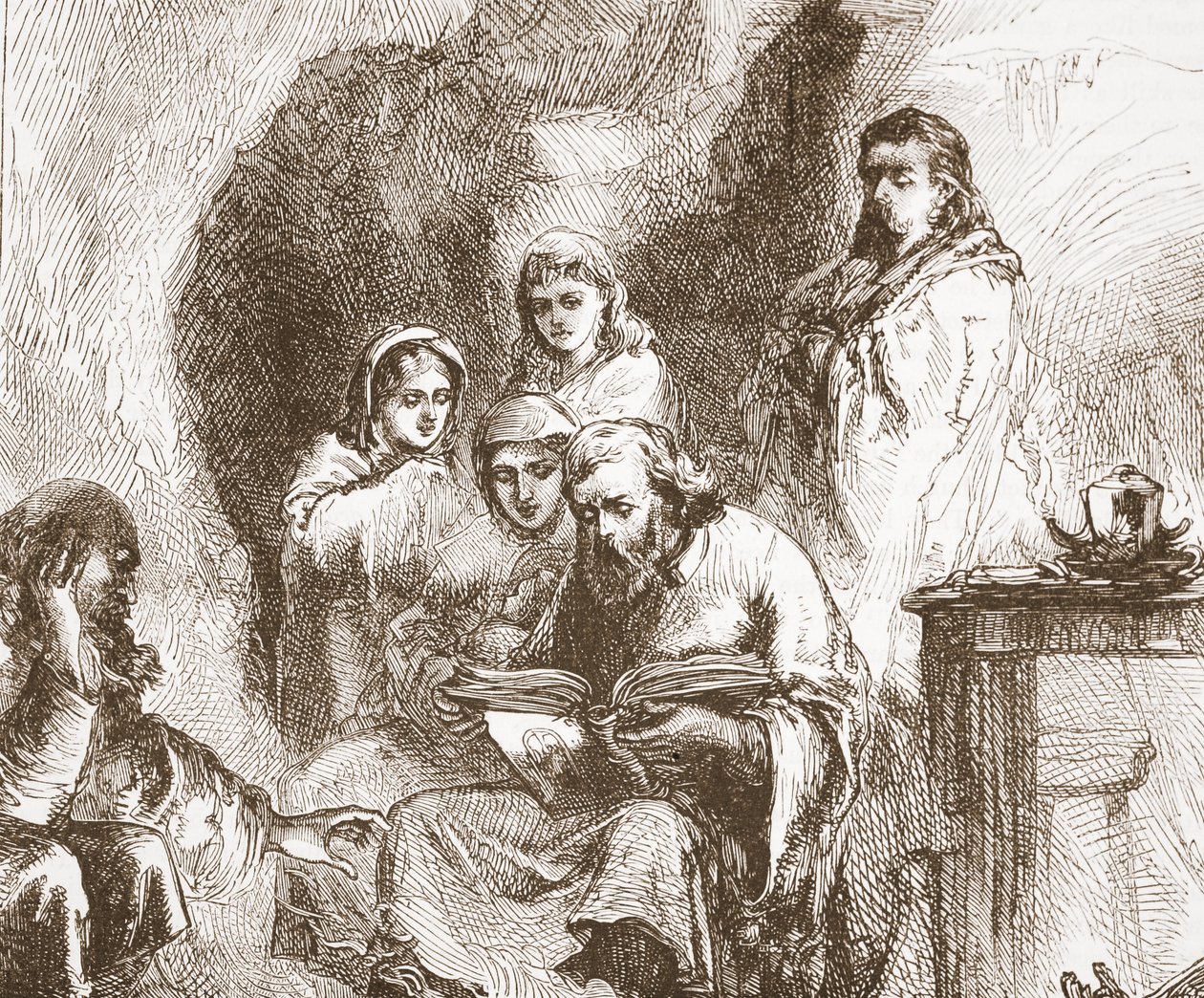 Taboriten beten in einer Höhle, Illustration aus Die Geschichte des Protestantismus von James Aitken Wylie, veröffentlicht 1878 von English School