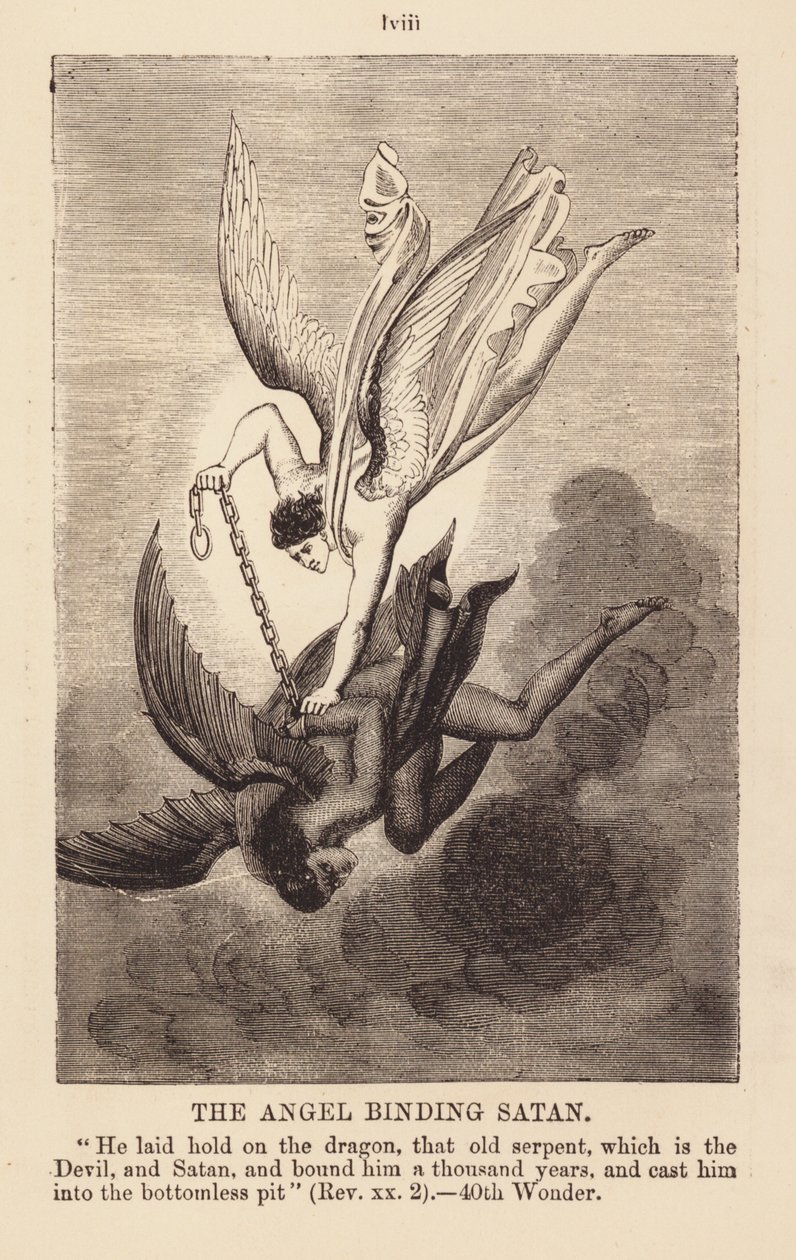 Der Engel bindet Satan (Gravur) von English School