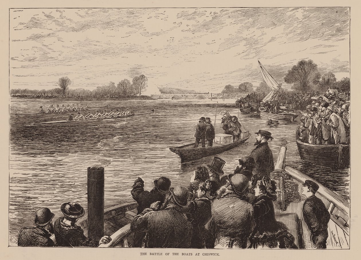 Die Schlacht der Boote in Chiswick (Gravur) von English School