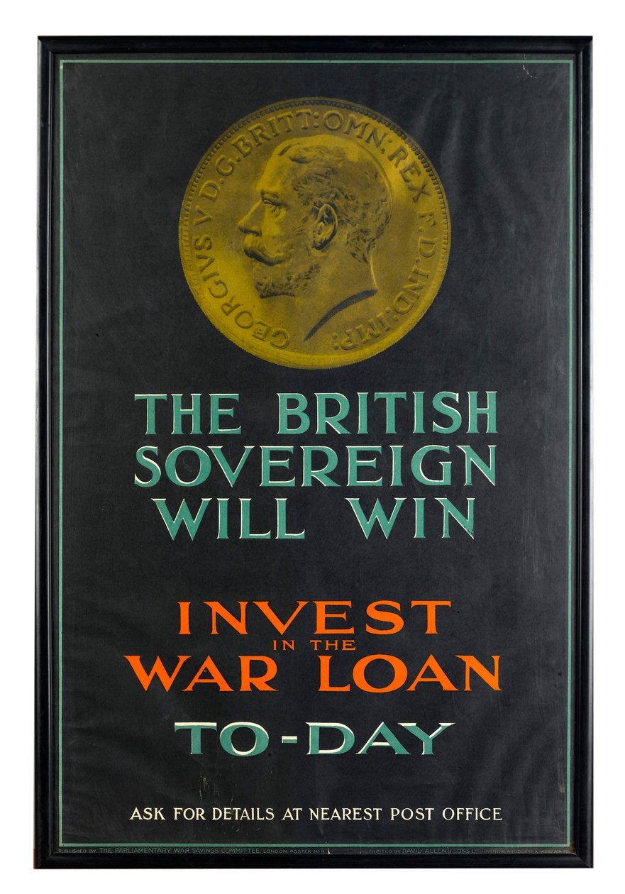 Das britische Pfund wird siegen, WWI-Kriegsanleihe-Poster von English School