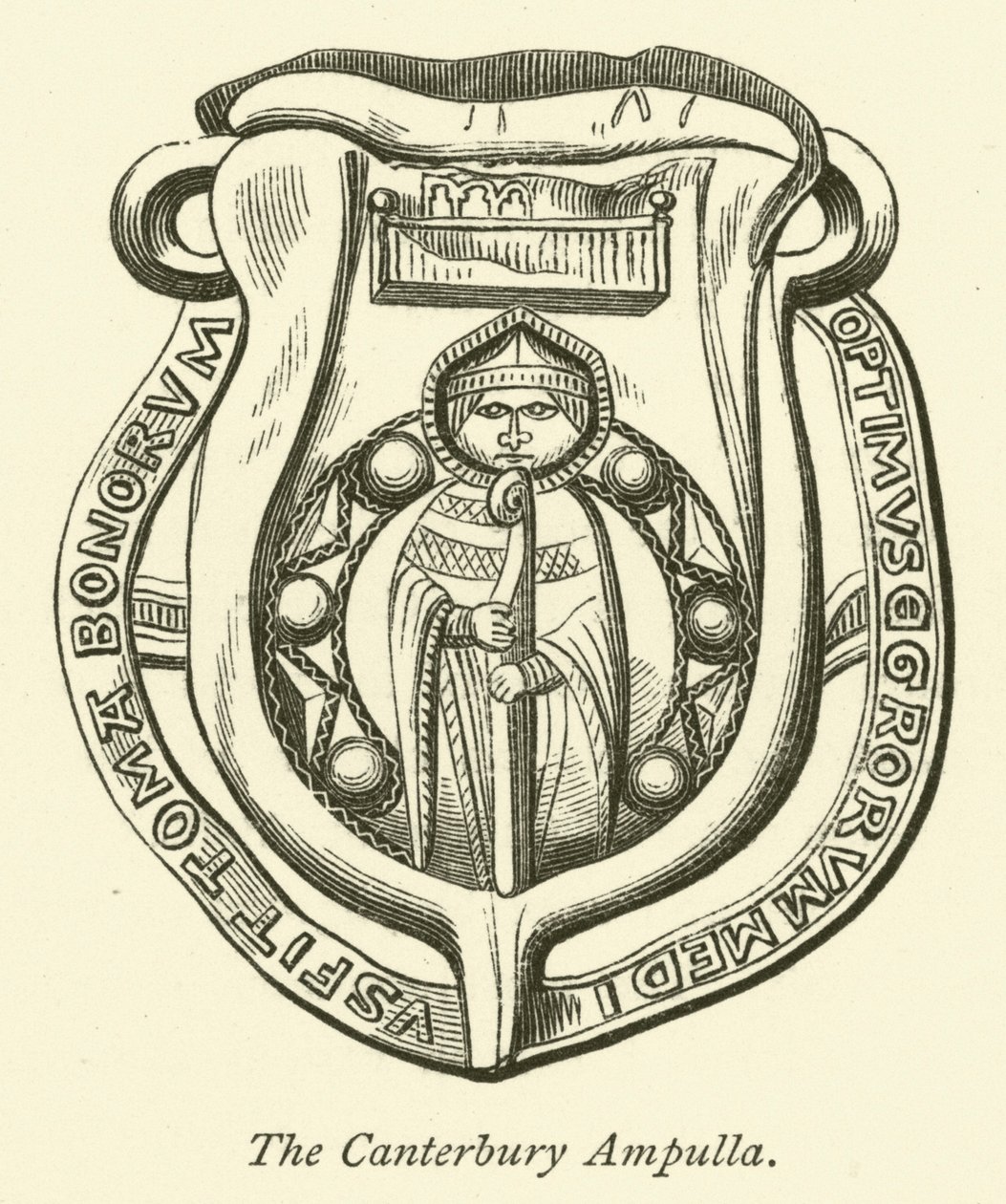 Die Canterbury Ampulle (Gravur) von English School