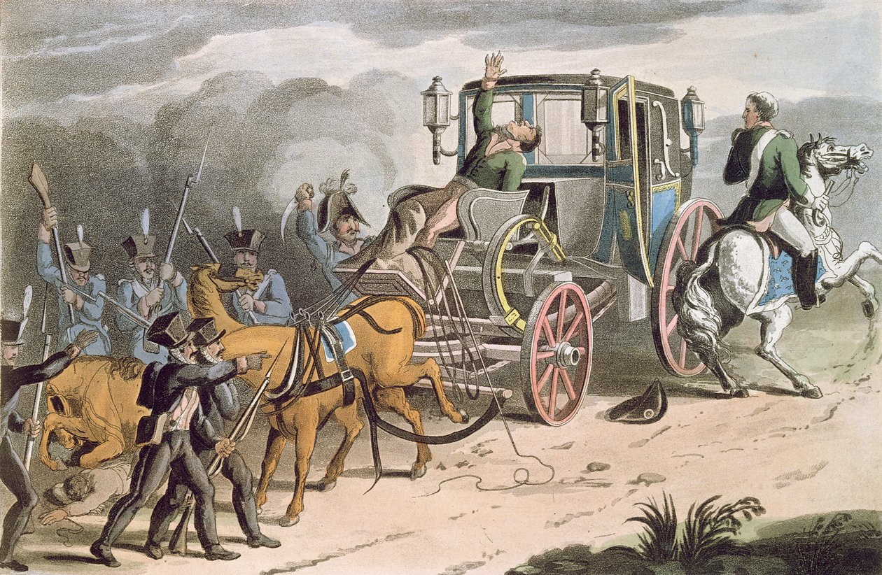 Die Eroberung von Bonapartes Kutsche bei Waterloo, 18. Juni 1815 von English School