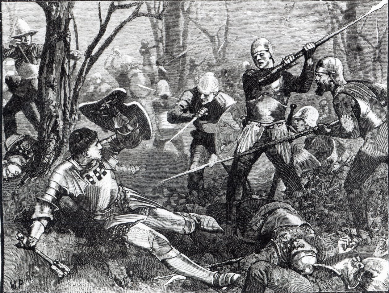 Der Tod des Königsmachers in der Schlacht von Barnet, ca. 1880 von English School