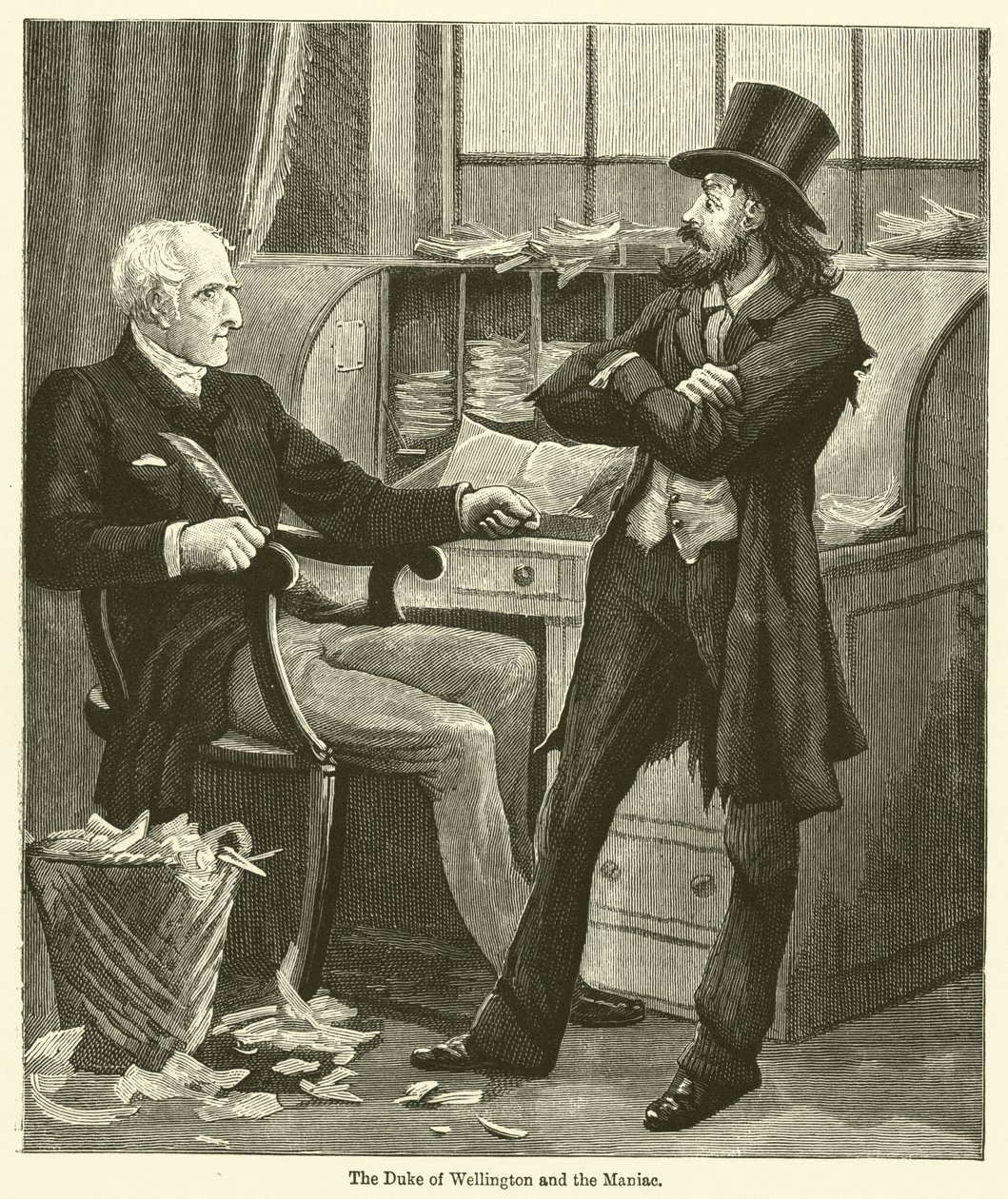Der Herzog von Wellington und der Wahnsinnige (Gravur) von English School