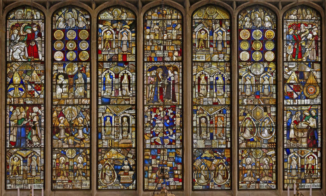 Ostfenster mit bemerkenswerter Sammlung von Tafeln von English School