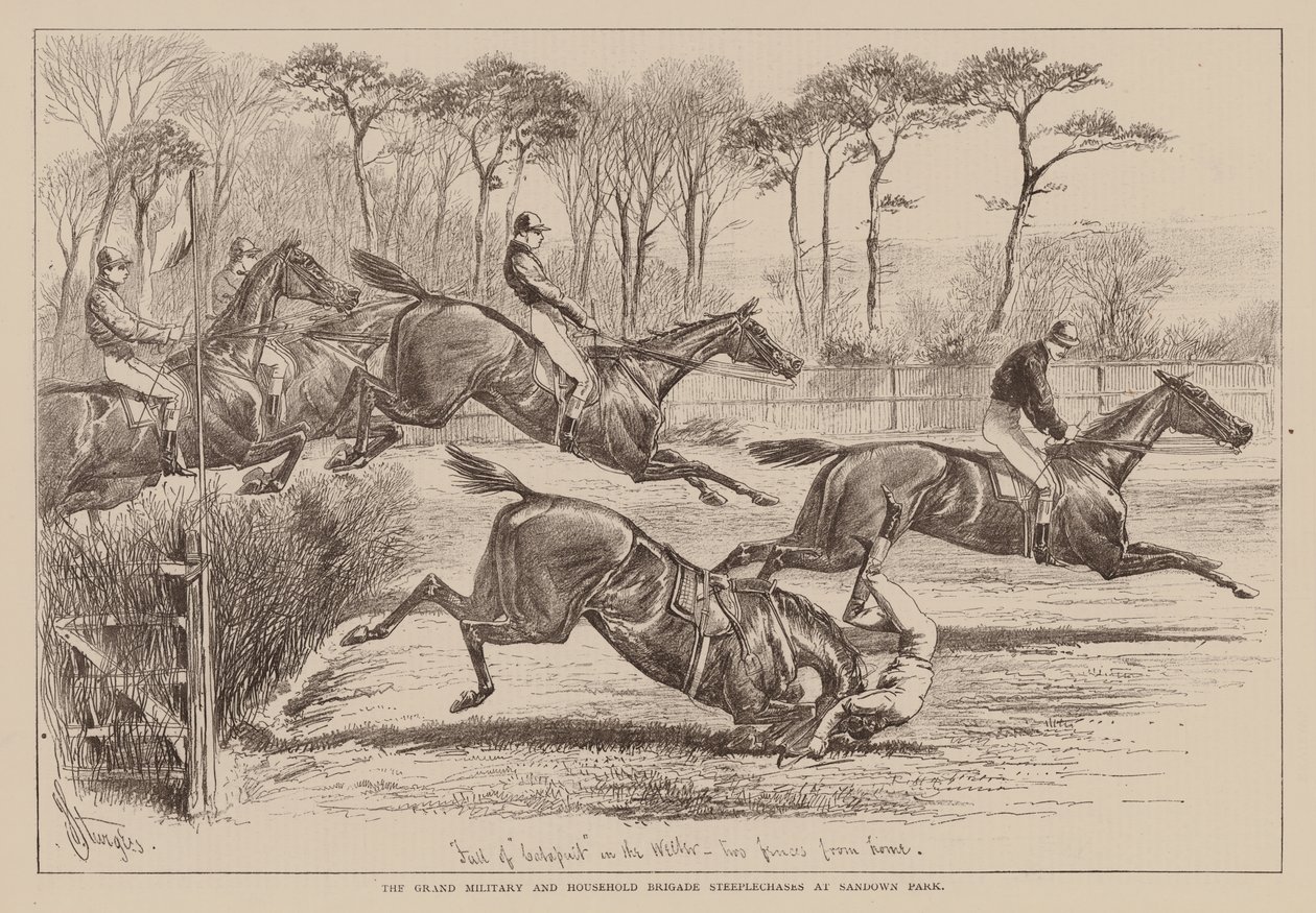 Die großen Militär- und Haushaltsbrigaden-Steelchases im Sandown Park von English School