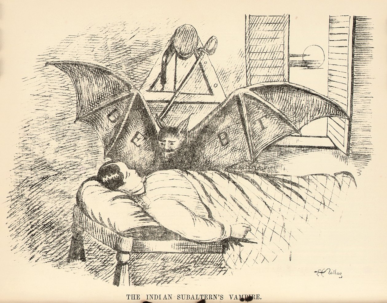 Der Vampir des indischen Subalterns, Seite aus dem Delhi Sketchbook, 1850-54 von English School