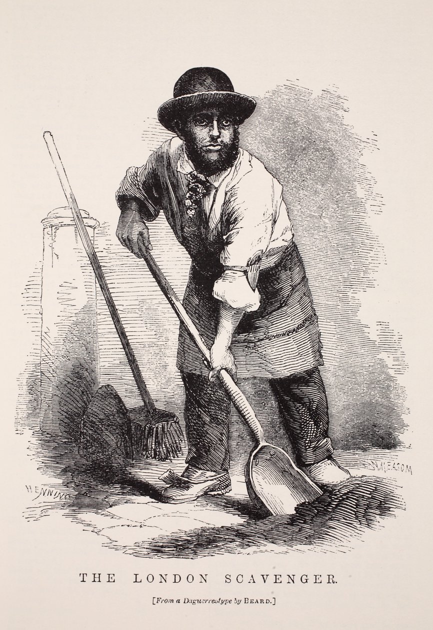Der Londoner Müllsammler, nach einem Daguerreotypie von Richard Beard, Illustration aus London Labour and London Poor von Henry Mayhew, veröffentlicht 1862 von English School