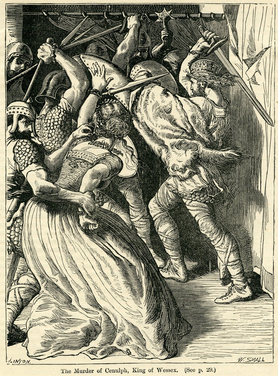 Der Mord an Cenulph, König von Wessex, 821 von English School