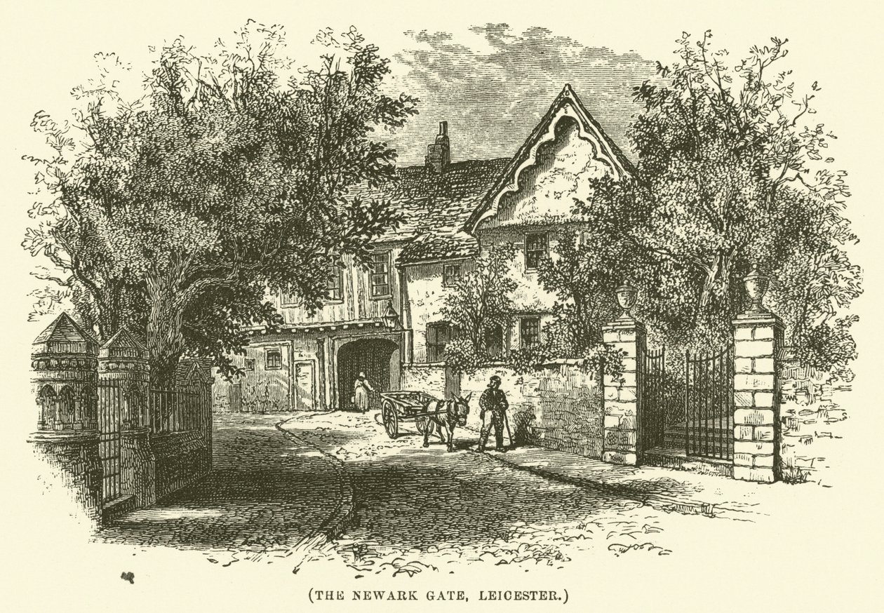 Das Newark-Tor, Leicester (Gravur) von English School