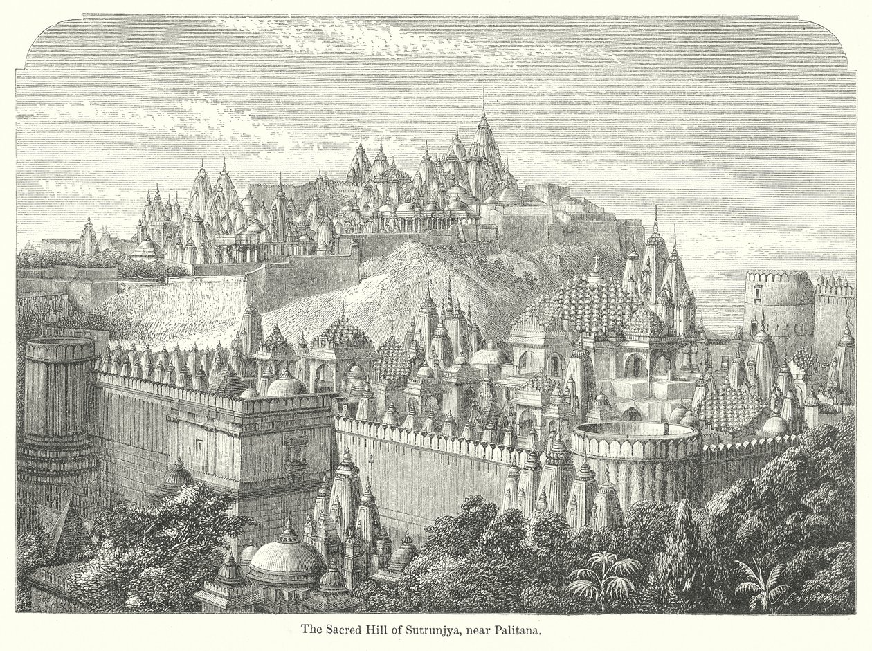 Der heilige Hügel von Sutrunjya, nahe Palitana (Gravur) von English School